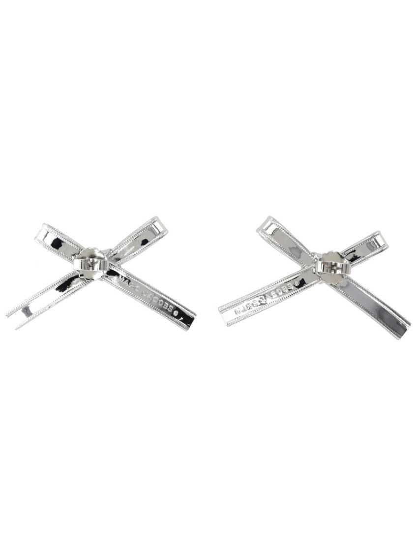 Silver Bow Stud Earrings 2
