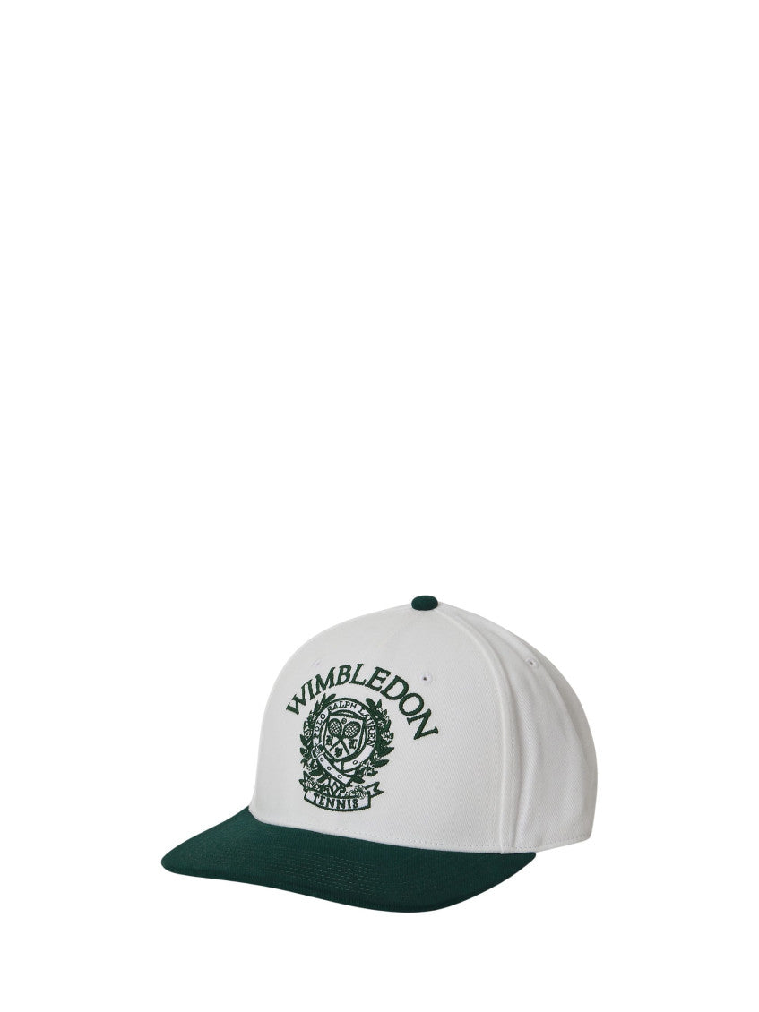 White Wimbledon Logo Textured Baseball Hat 1