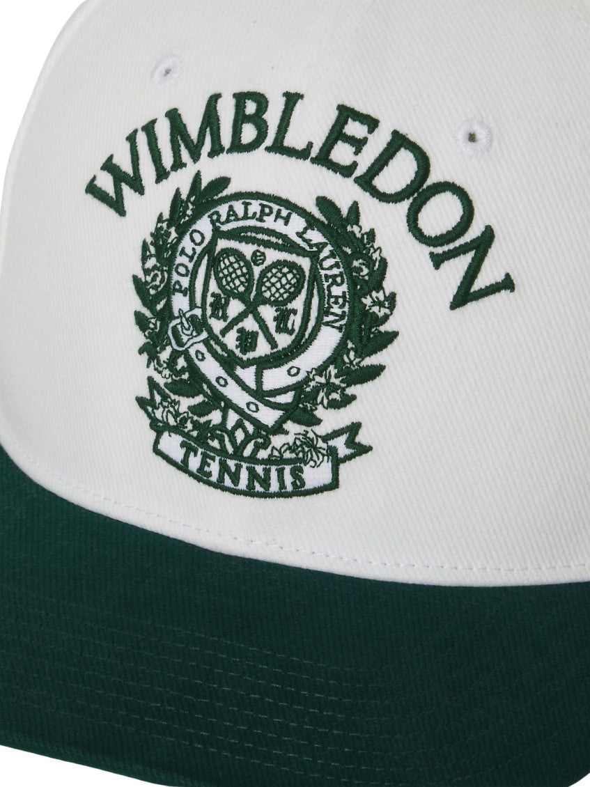 White Wimbledon Logo Textured Baseball Hat 3