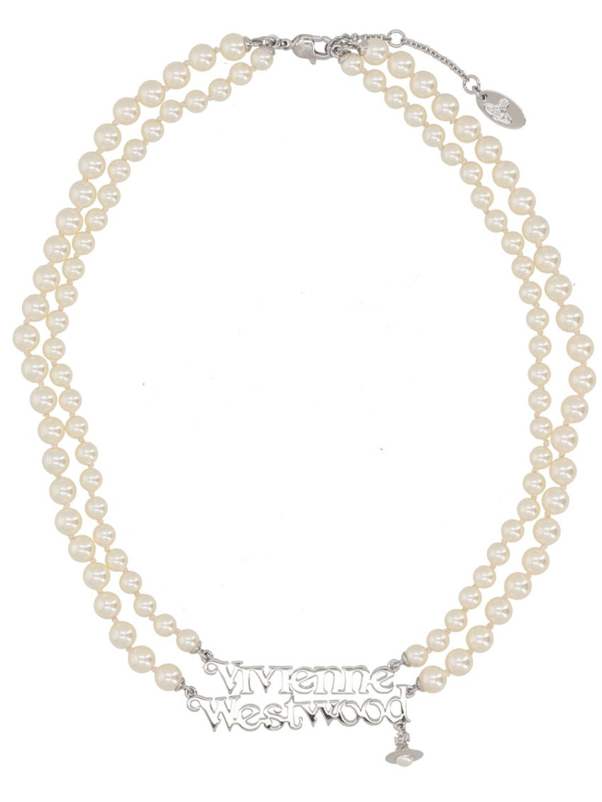 Cream Pearl Logo Necklace 1