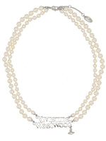 Cream Pearl Logo Necklace 1