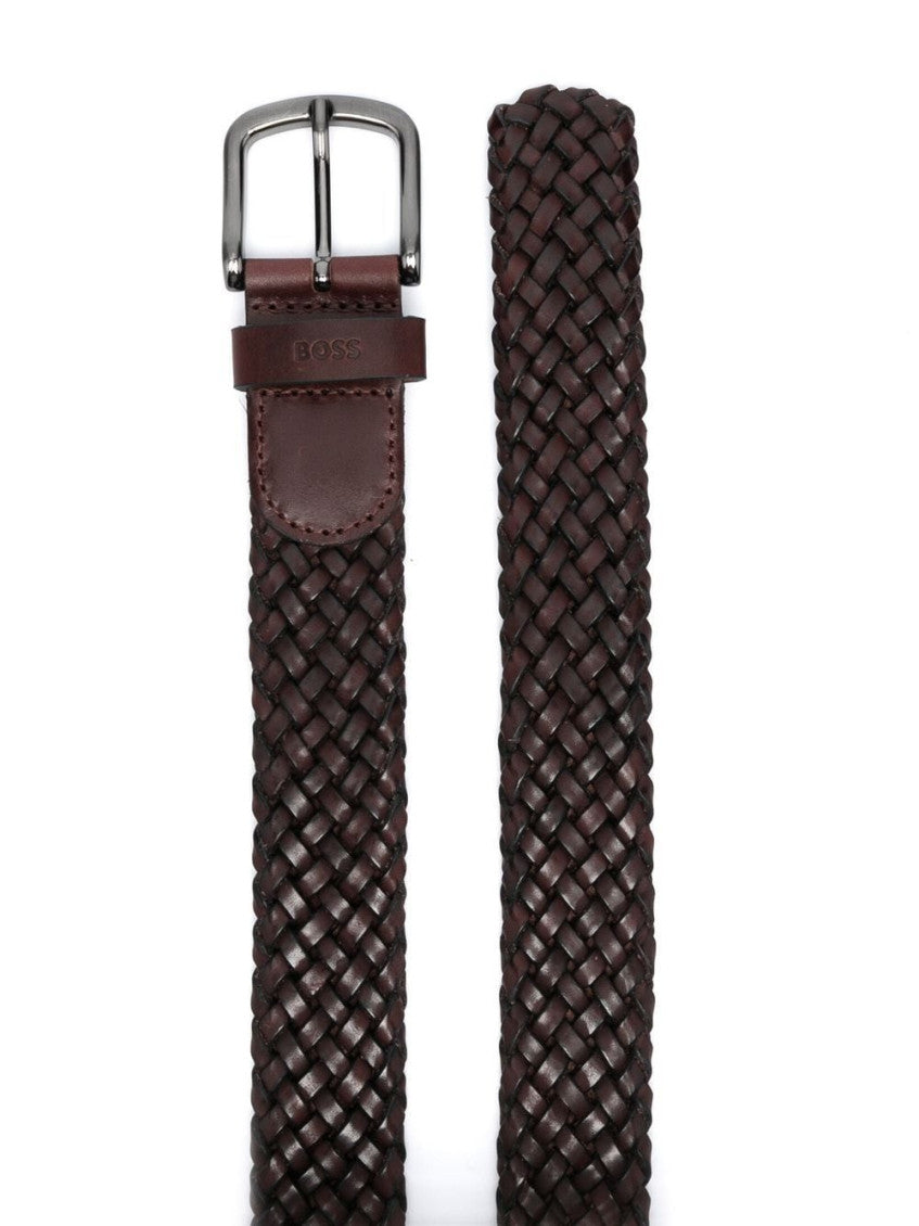 Dark Brown Woven Buckle Belt 2