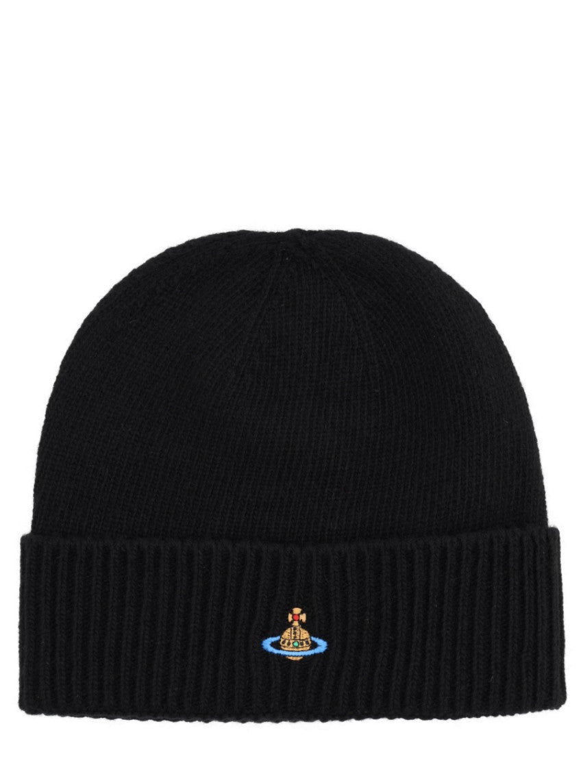 Black Logo Knitted Beanie Hat 1