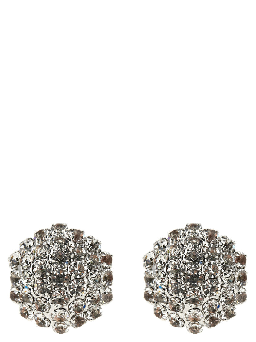 Silver Crystal Flower Earrings 1