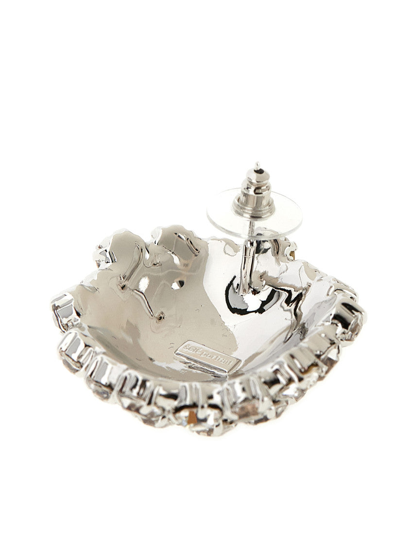 Silver Crystal Flower Earrings 3