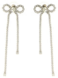 Silver Crystal Droplet Bow Earrings 1