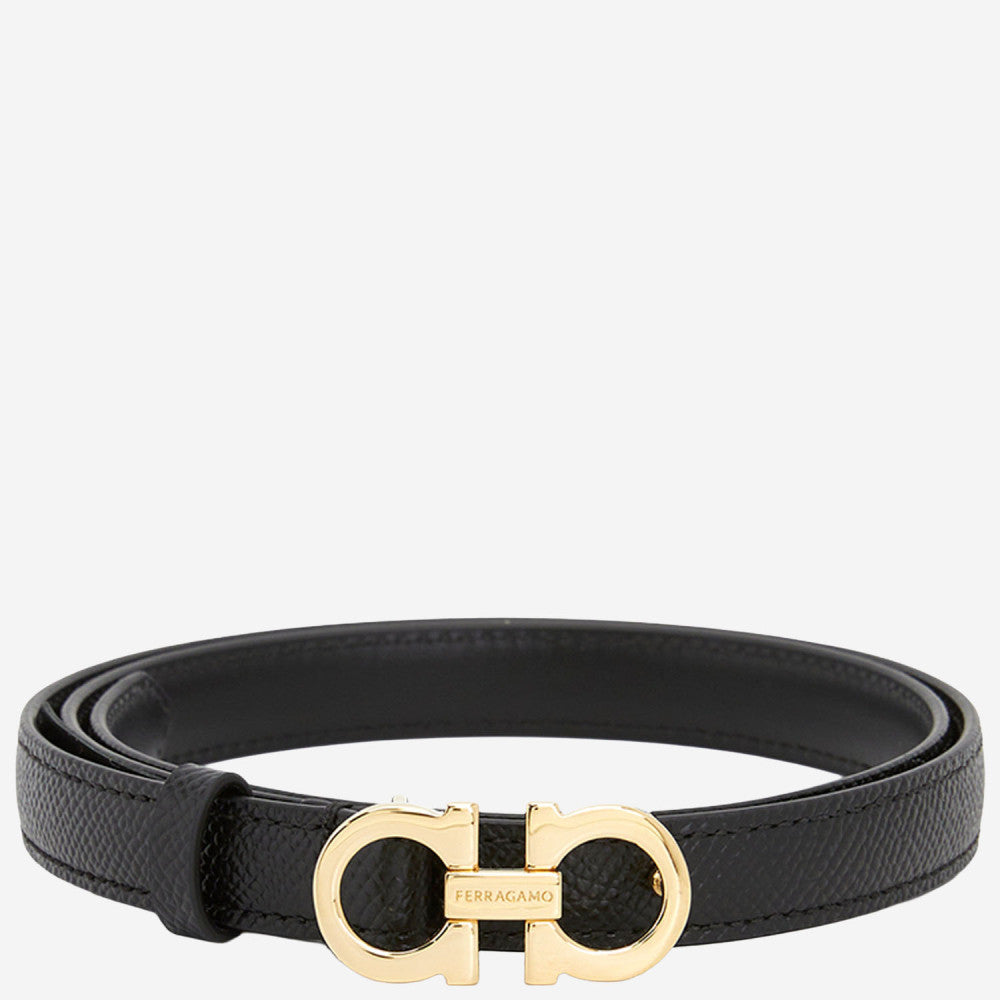 Black Golden Buckle Reversible Textured Belt 1