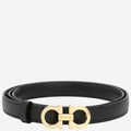 Black Golden Buckle Reversible Textured Belt 1