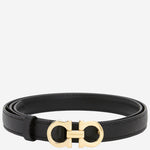 Black Golden Buckle Reversible Textured Belt 1
