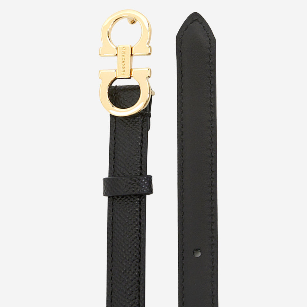 Black Golden Buckle Reversible Textured Belt 2