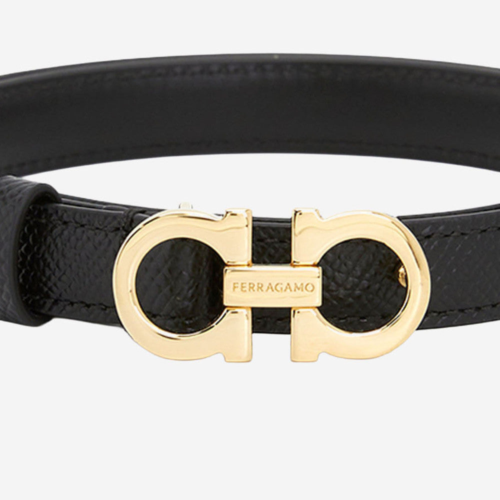 Black Golden Buckle Reversible Textured Belt 3
