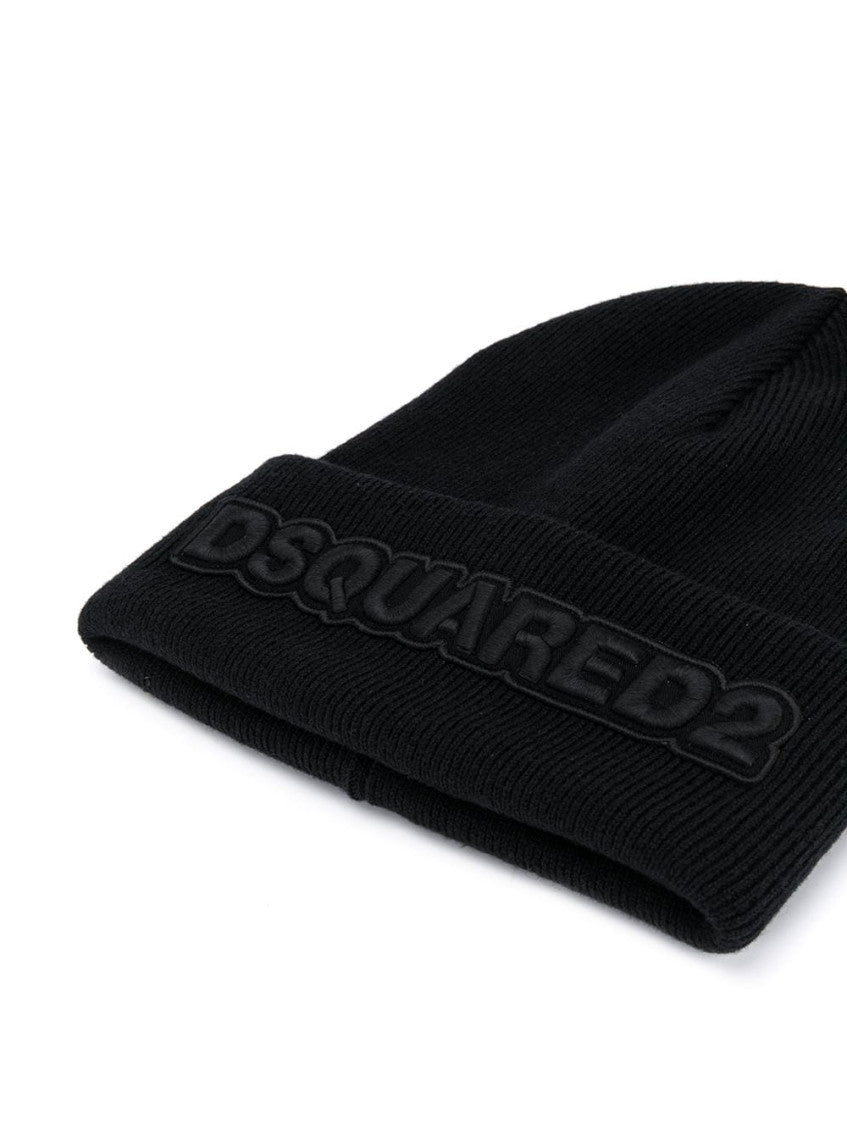 Black Logo Beanie Hat 2
