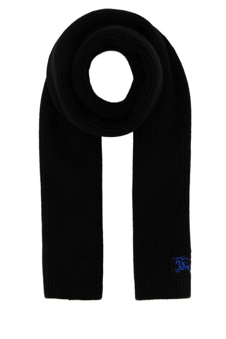 Black Logo Ribbed Scarf 1