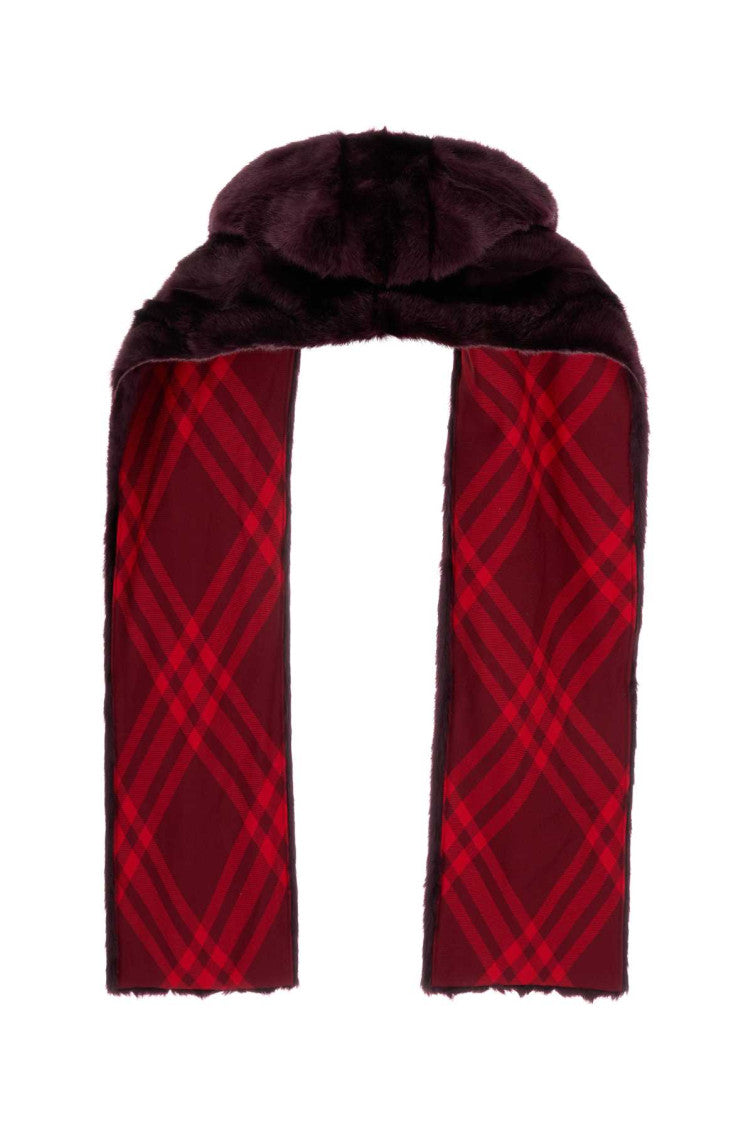 Maroon Fur Hood Scarf 2