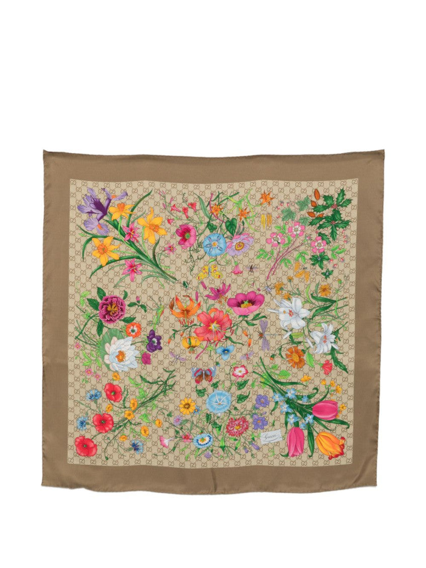 Beige Flora Printed Scarf 1