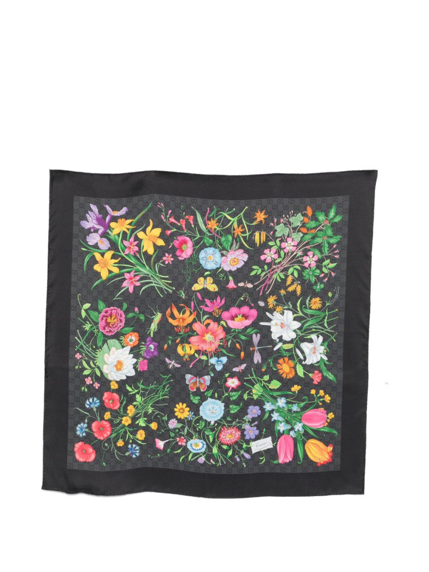 Black Flora Printed Scarf 1
