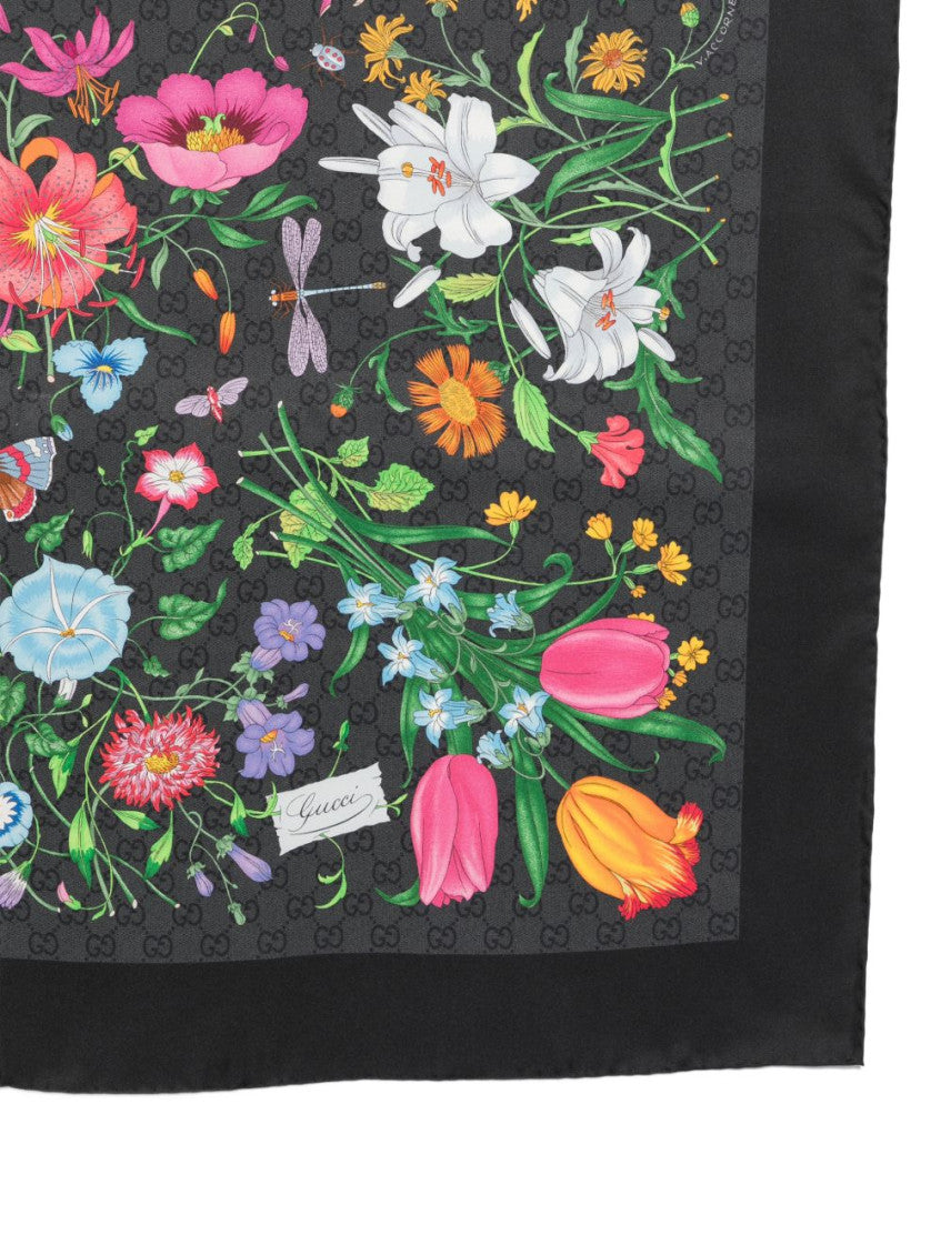 Black Flora Printed Scarf 3