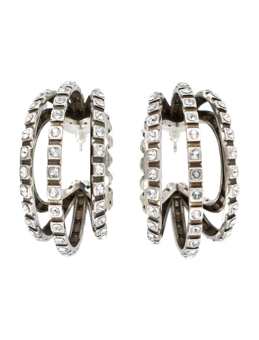 Silver Crystal Hoop Earrings 1