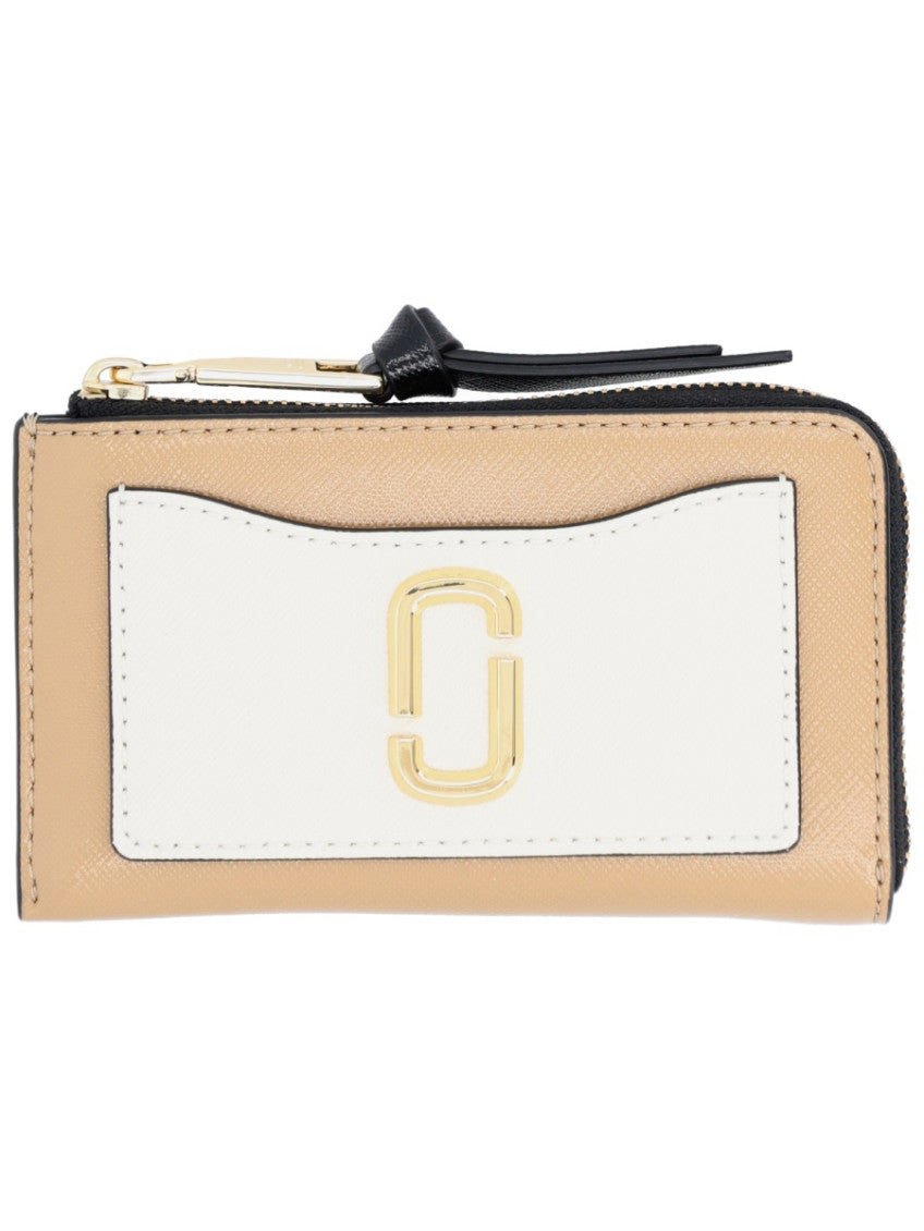 Beige L zip Logo Wallet 1