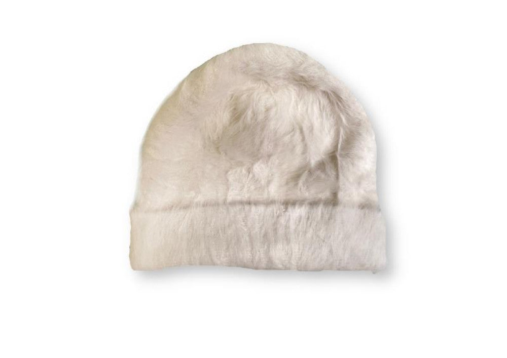 White Angora Solid Beanies Hat 1