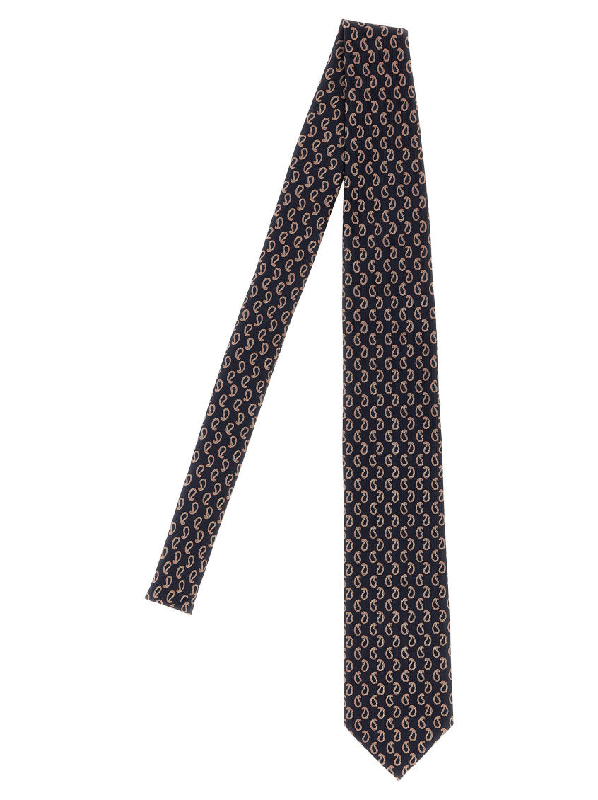 Navy Blue Jacquard Paisley Pattern Tie 1