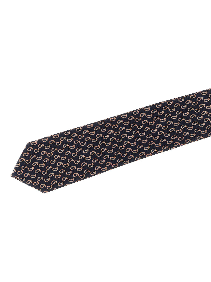 Navy Blue Jacquard Paisley Pattern Tie 3