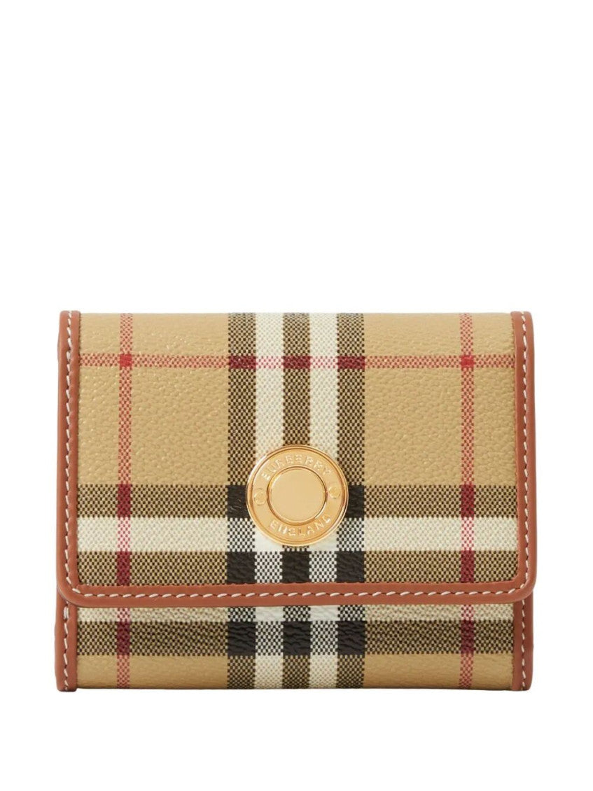 Beige Check Pattern Wallet 1