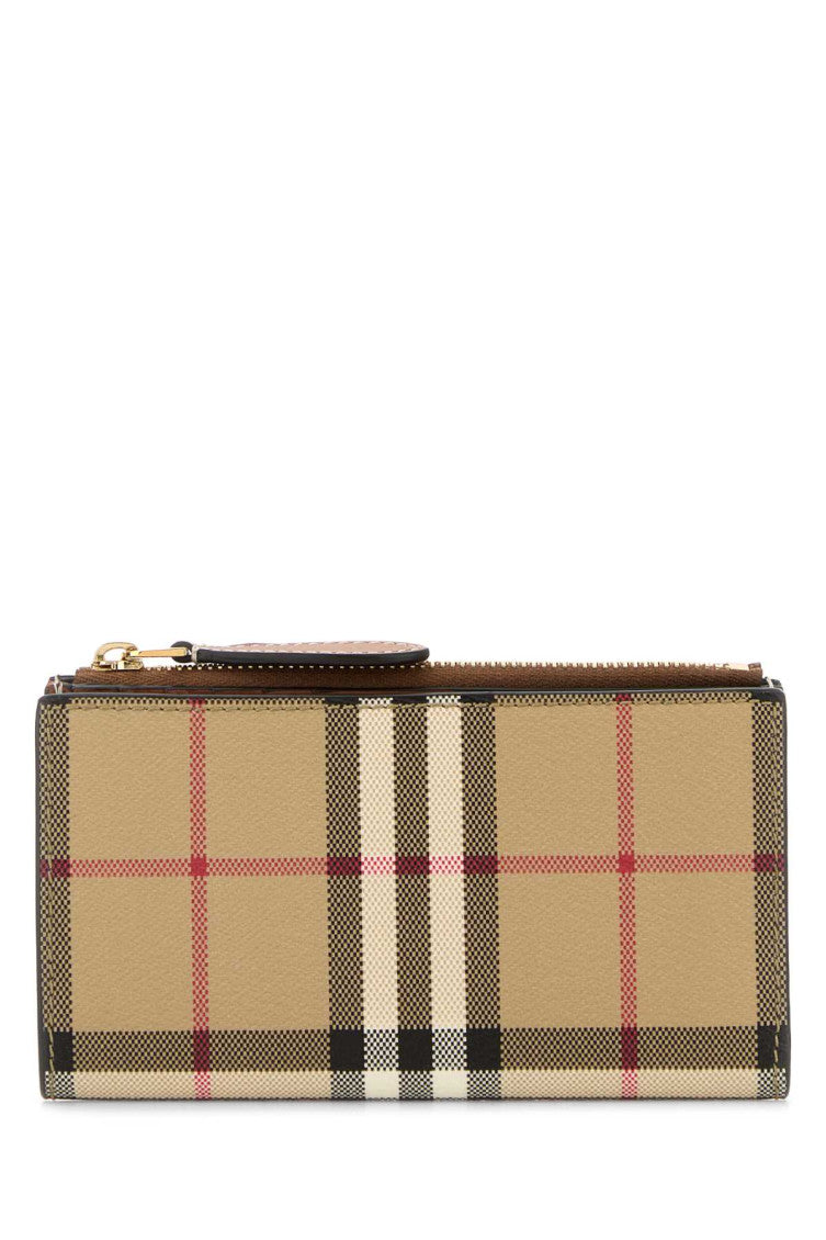 Beige Check Pattern Wallet 1