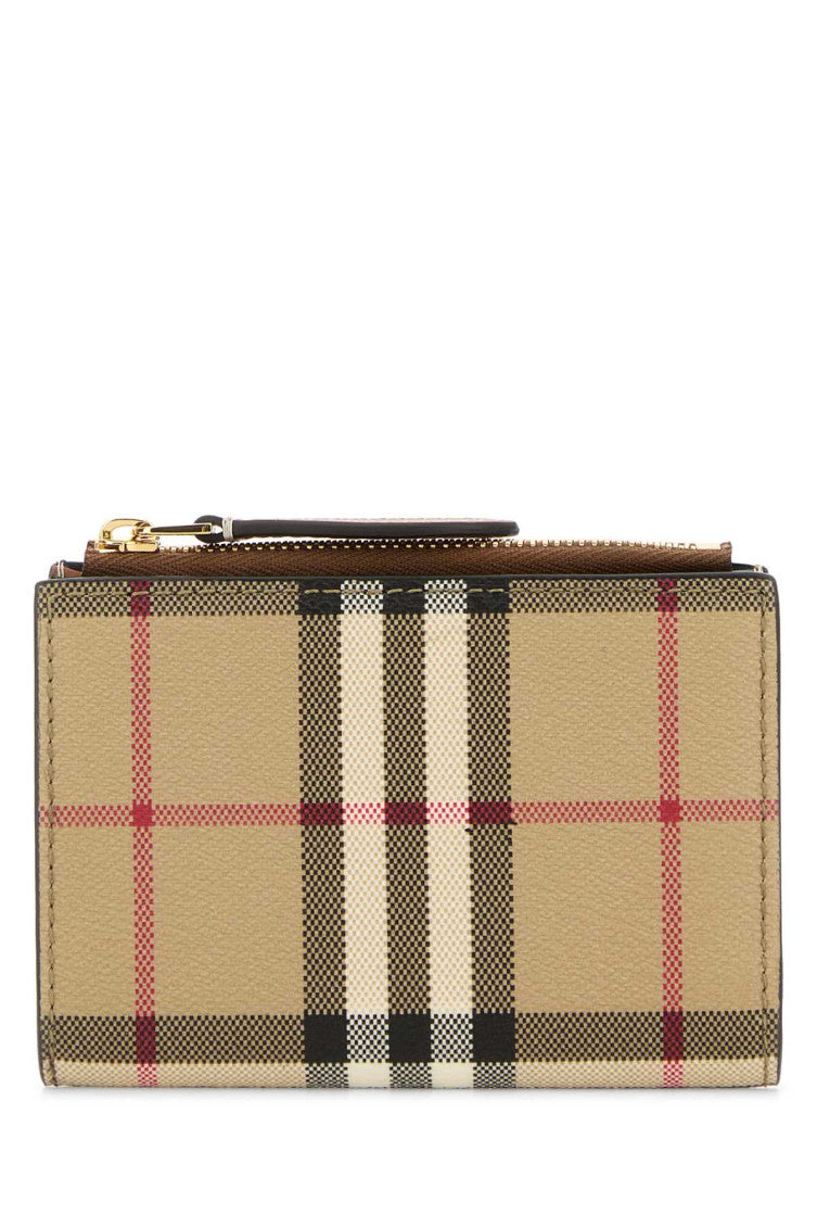 Beige Check Pattern Wallet 1