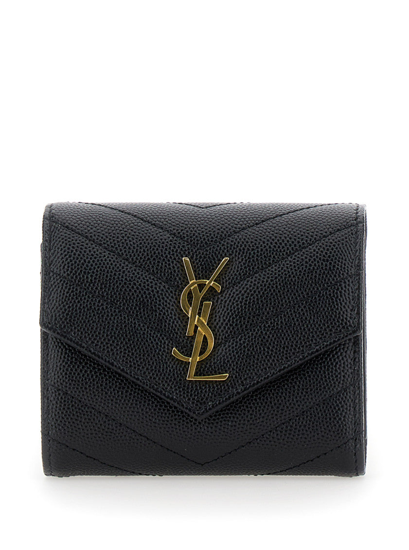 Black Quilted Logo Wallet 1