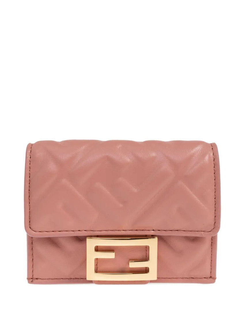 Pink Quilted Logo Trifold Wallet 1
