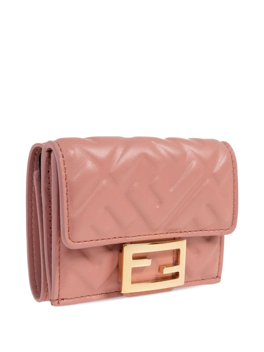 Pink Quilted Logo Trifold Wallet 3