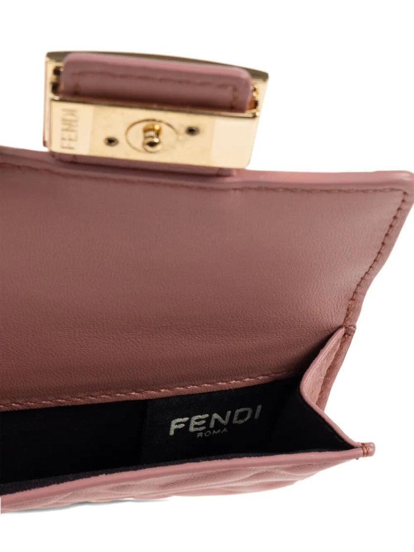 Pink Quilted Logo Trifold Wallet 5