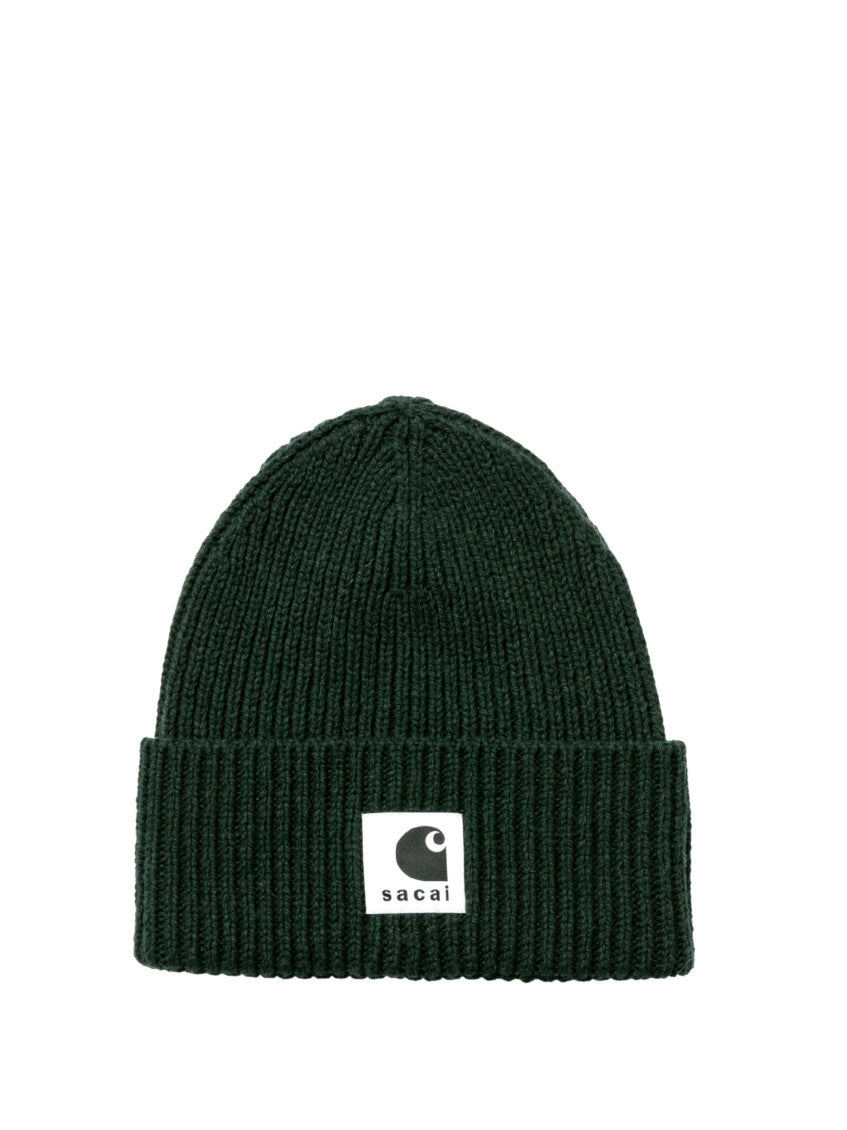 Dark Green Wool Beanie Hat 1