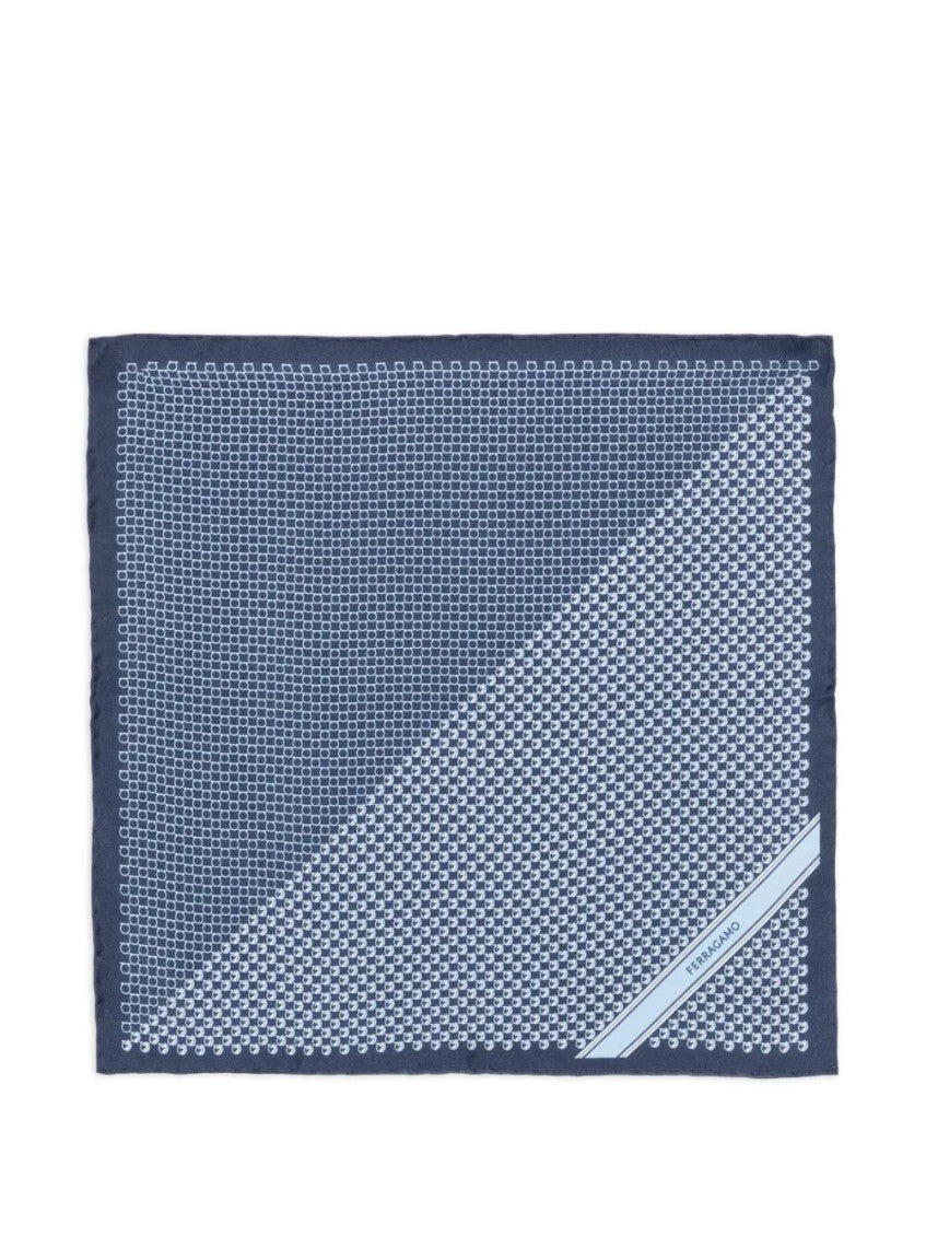 Navy Blue Geometric Pocket Square 1
