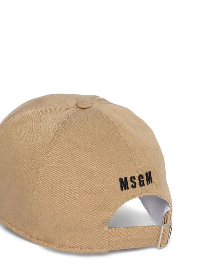 Beige Embroidered Logo Baseball Hat 2