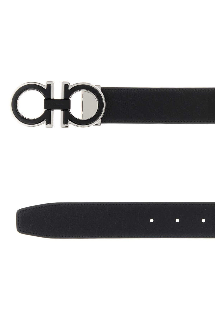 Black Logo Buckle Reversible Belt 2