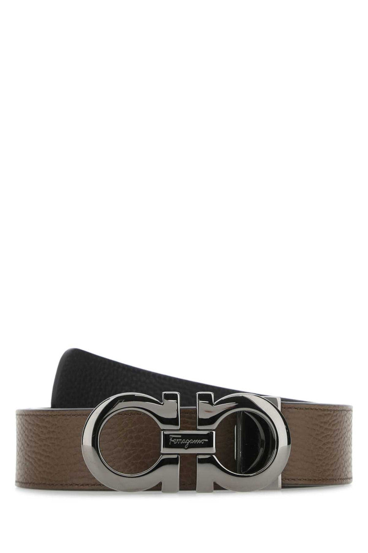 Brown Logo Buckle Reversible Belt 1
