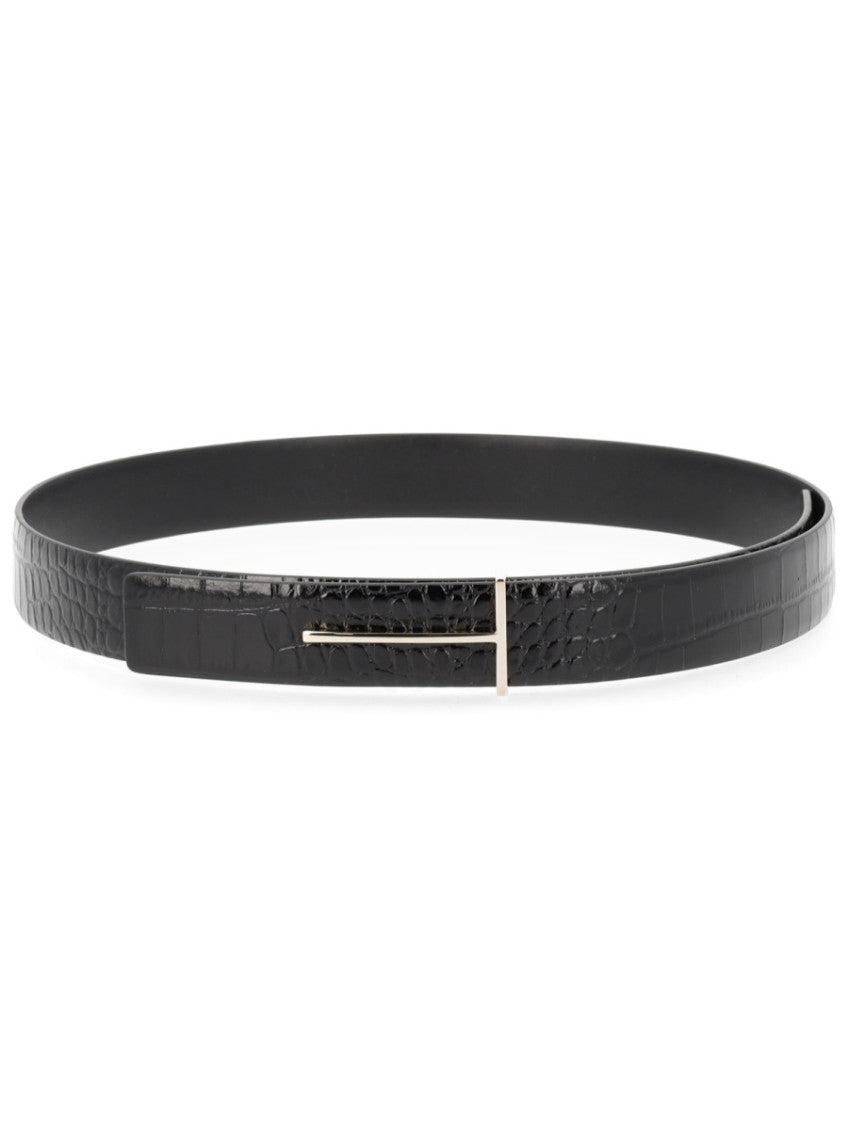 Black Logo Buckle Reversible Belt 1