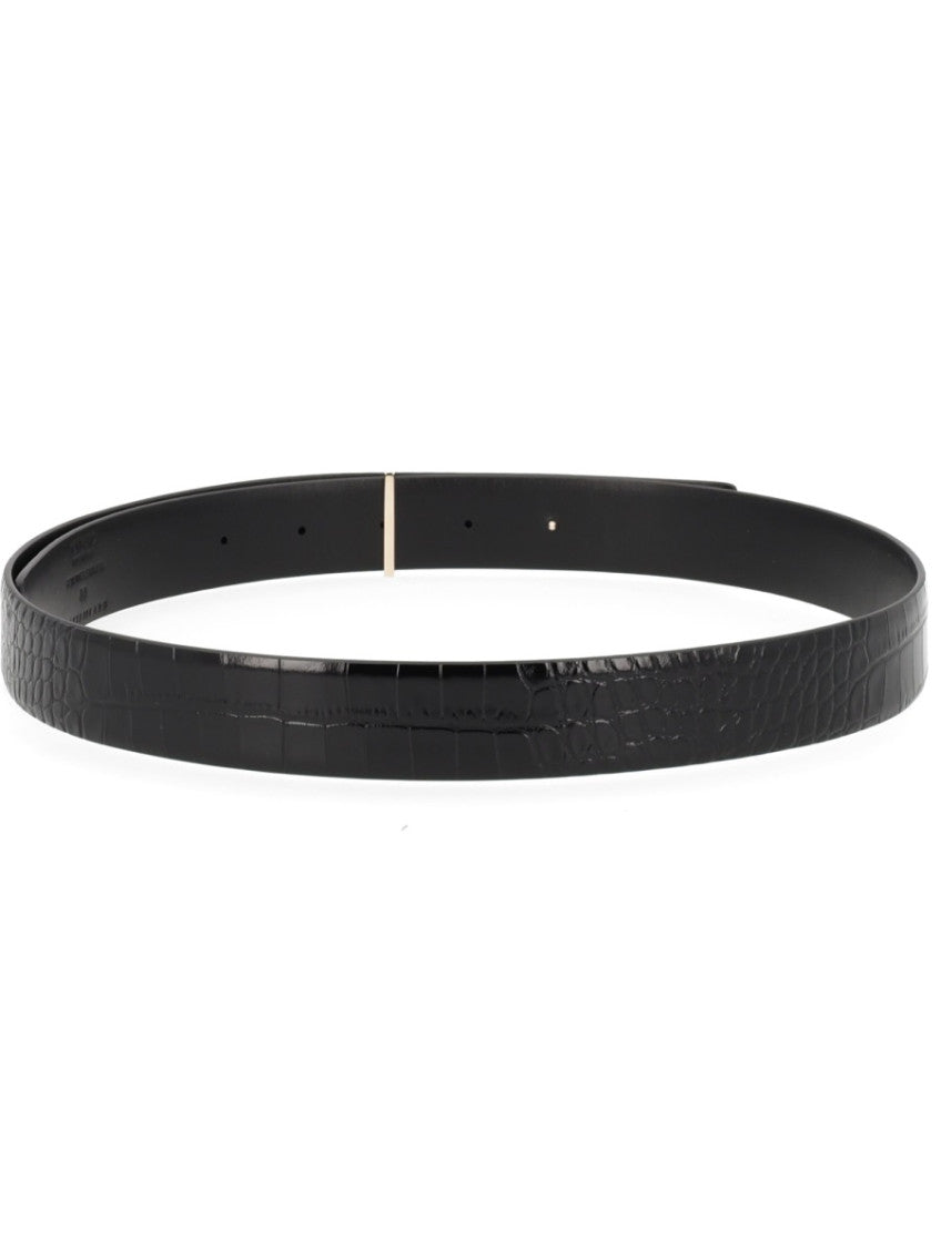 Black Logo Buckle Reversible Belt 2