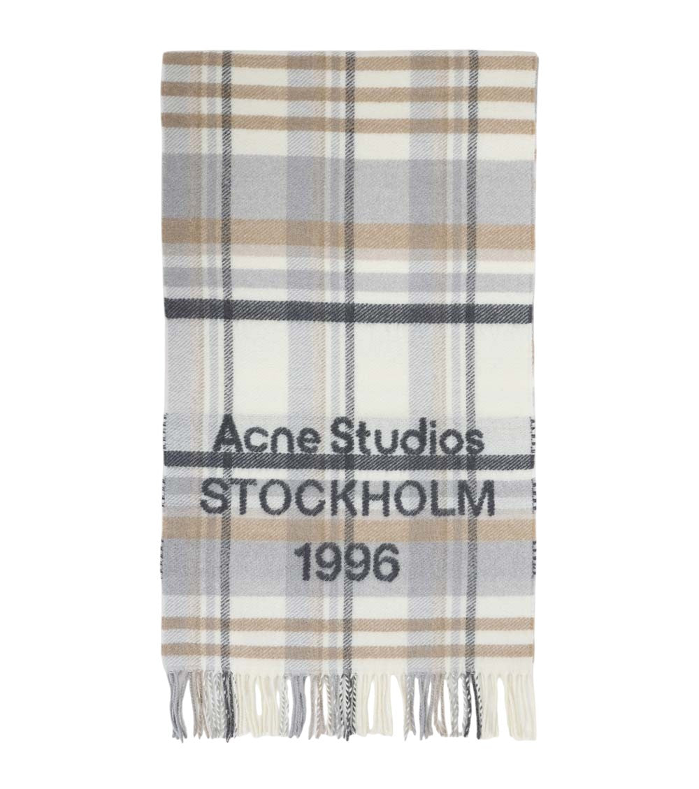 White/Beige Logo Check Scarves 3