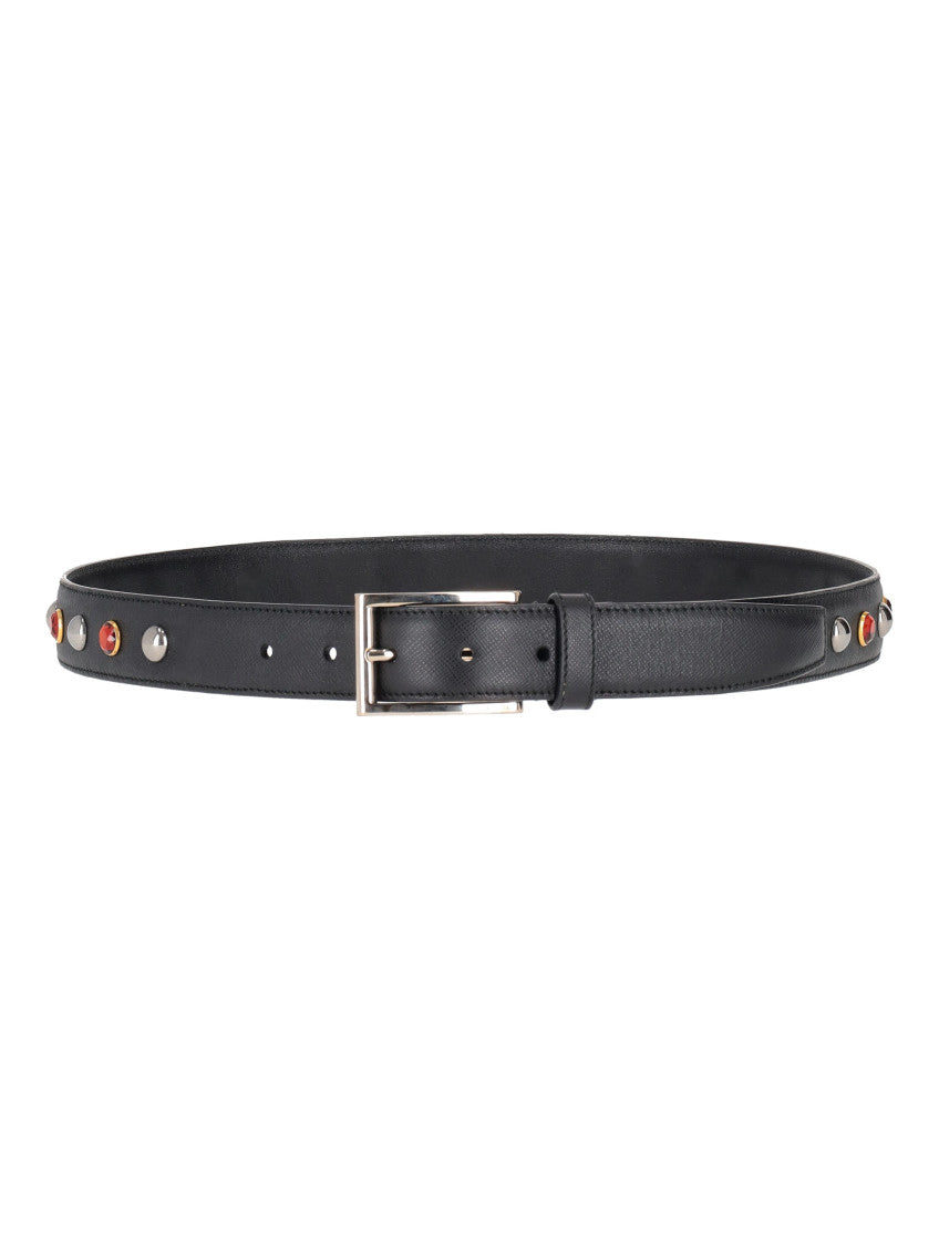 Black Crystal Embellished Buckle Belt 1