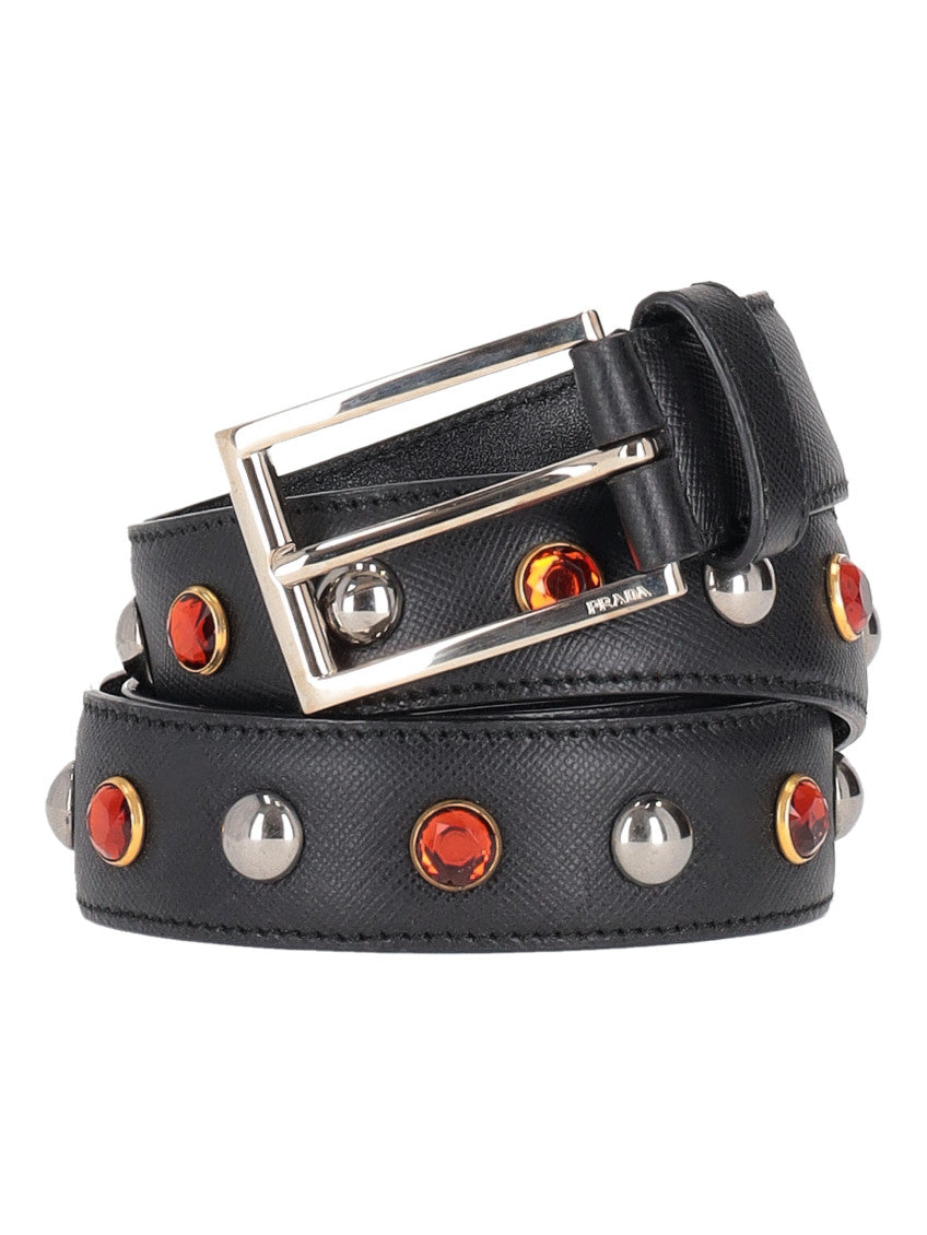 Black Crystal Embellished Buckle Belt 2