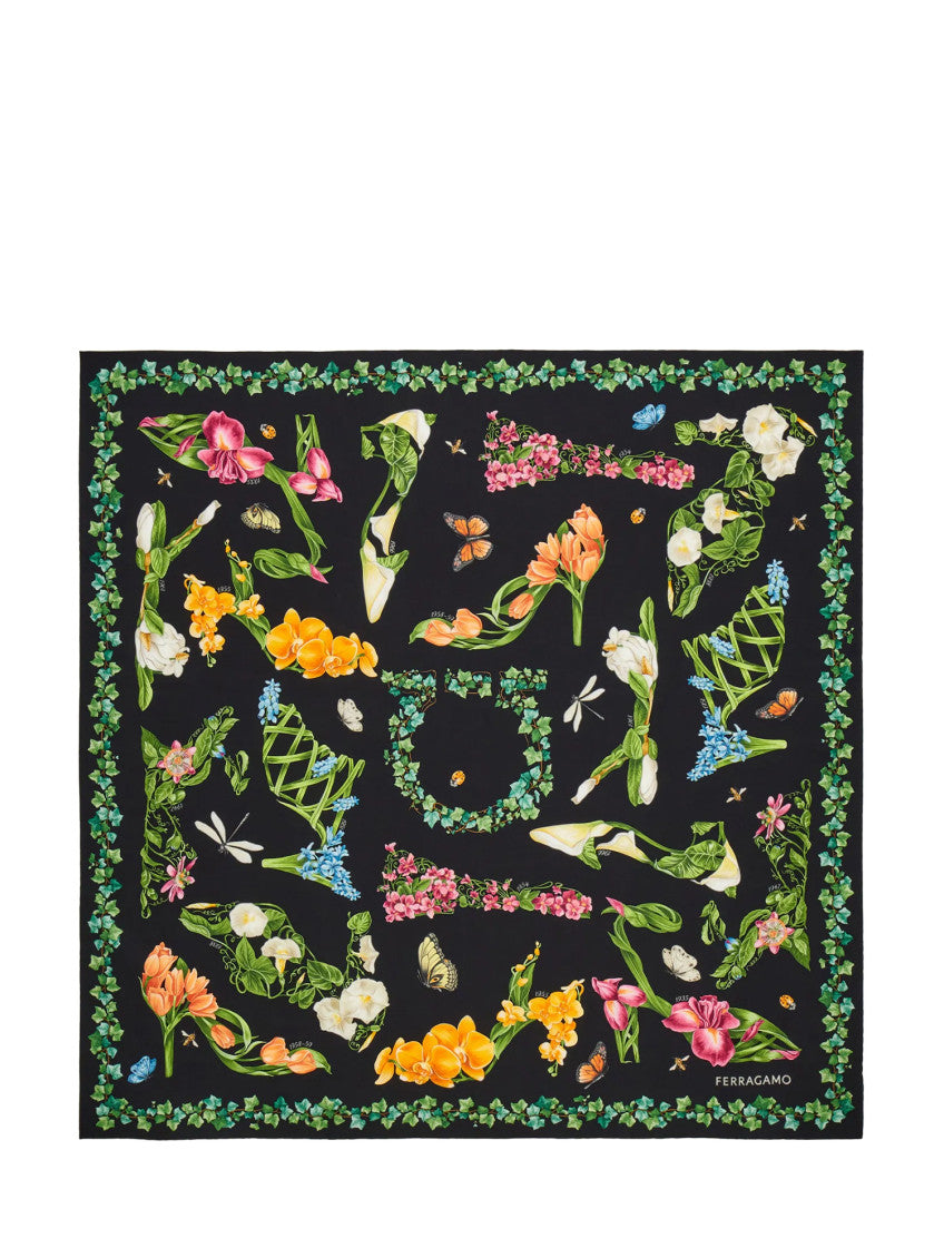 Black Floral Heels Print Scarf 1