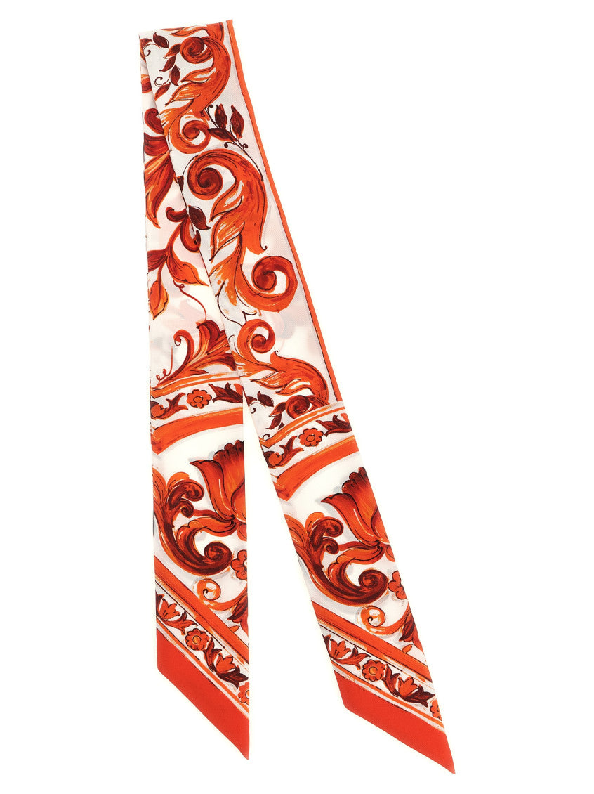 Orange Maiolica Printed Bandana Scarf 2