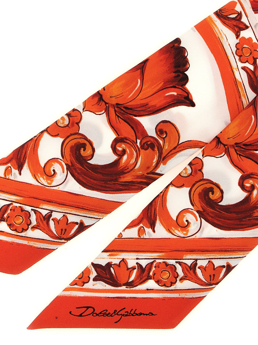Orange Maiolica Printed Bandana Scarf 3