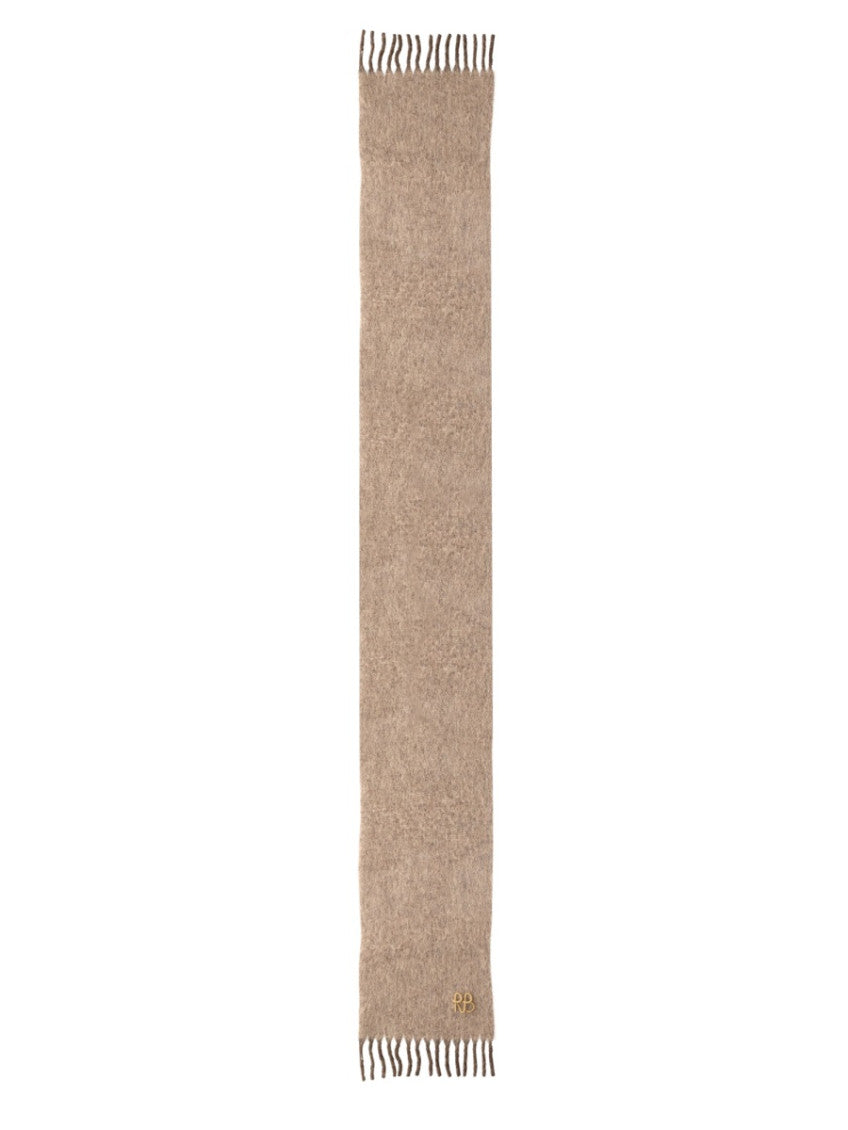 Beige Logo Textured Scarf 1