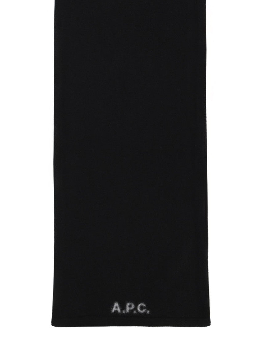 Black Logo Solid Scarf 2