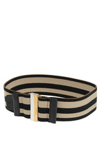 Black Beige Stripes Belt 1
