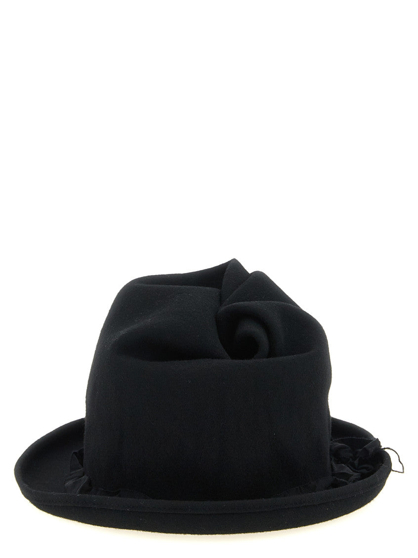 Black Solid Fedora Hat 1